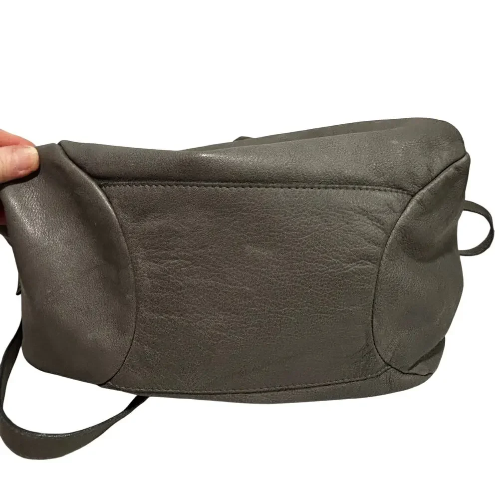 Garnet Hill Purse Gray Leather Made in Italy slouchy 2-way shoulder bag satchel